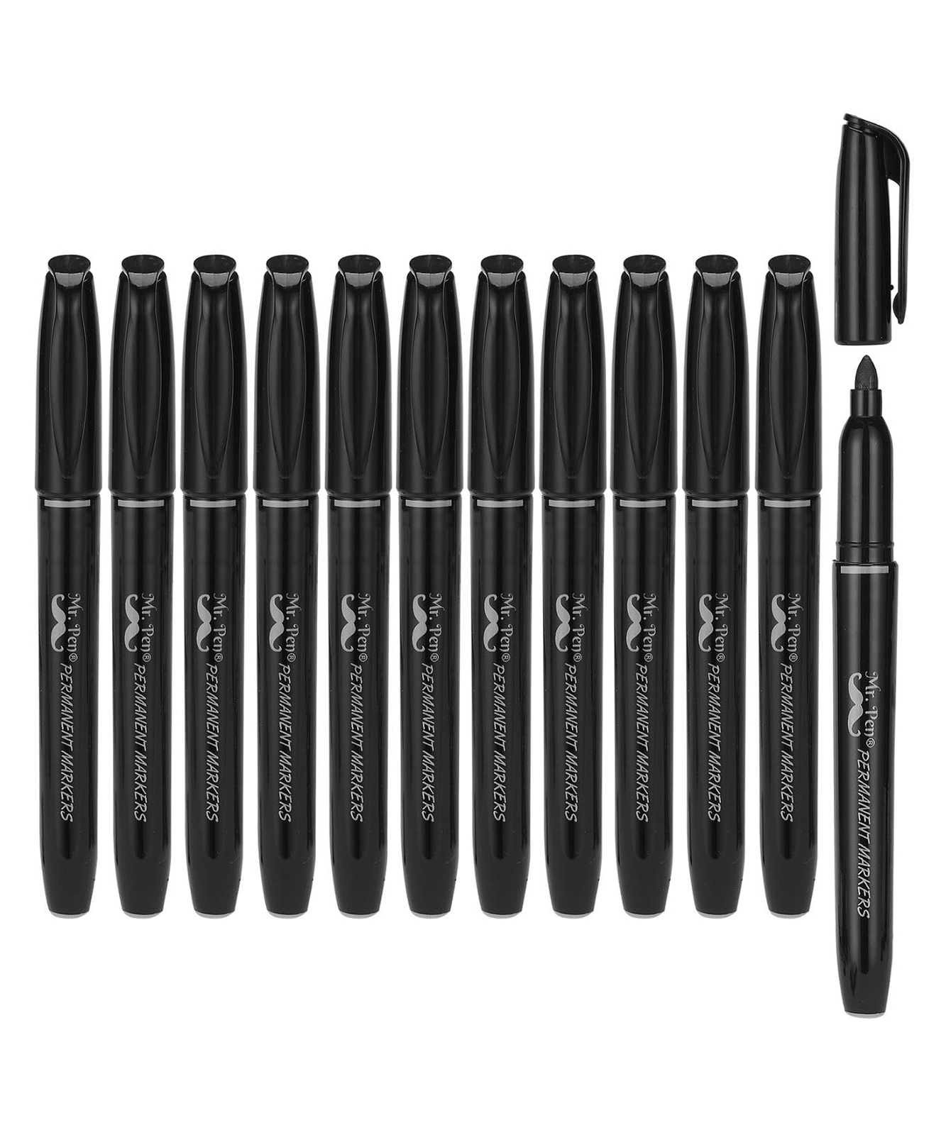 Mr. Pen- Permanent Markers, 12 Pack, Black, Fine Tip, Black Markers, Fine Tip...