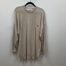 Lyle  Scott Mens Pullover Sweater Beige Crew Neck Long Sleeve Tight Knit L