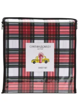 Cynthia Rowley Holiday Red Plaid QUEEN Sheet Set Microfiber Festive Home 4 Piece