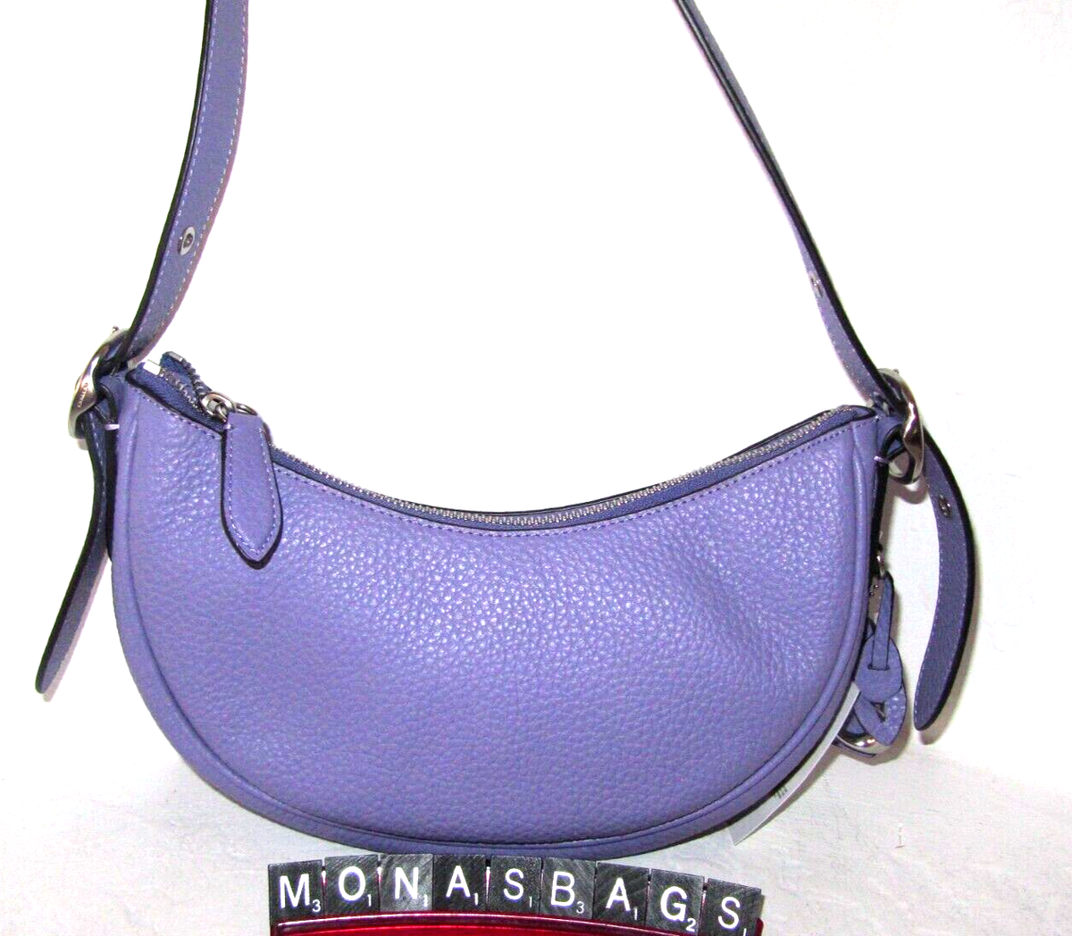 Coach New CC439 Luna Light Violet Soft Pebbled Leather Shoulder