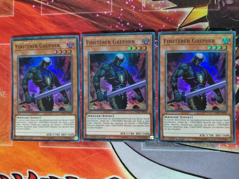 3x ARMAGEDDONRITTER 3x FINSTERER GREPHER - DASA-DE040 042 Super Rare NM Playset - Bild 2 von 4