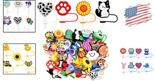 Bulk 100PCS Reusable Straw Caps - Decorative Covers for 10mm Tumbler Straws - Picture 2 of 8