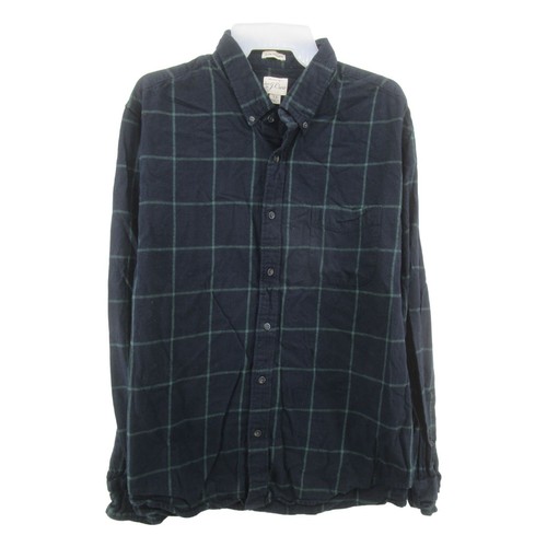 J.Crew Mens XL Long Sleeve Button Down Brushed Twill Shirt Navy Green