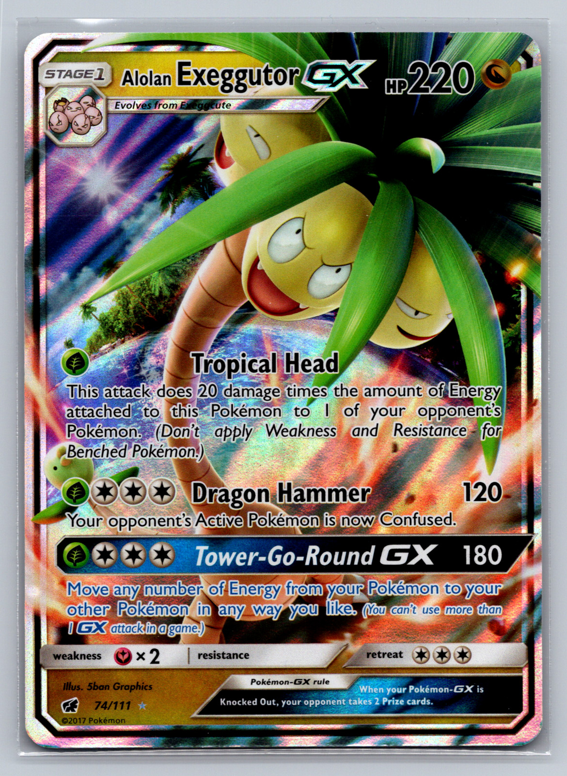 Alolan Exeggutor GX - 74/111 - Pokemon Crimson Invasion Sun Moon Rare Card NM