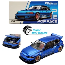 Pop Race 1:64 Pandem Civic EG6 Chrome Blue #206