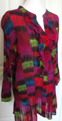 LIZ & ME   PLUS SIZE 3X 26/28W  WOMEN'S TOP BLOUSE  RED PURPLE GREEN 3/4 SLEEVES