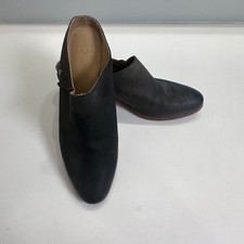 UGG Black Leather Block Heel Mules Almond Toe Slip On Shoes 1114273 Womens 8