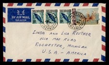 DR WHO 1970 TANZANIA FISH 1.00 ARUSHA AIRMAIL TO USA M81454