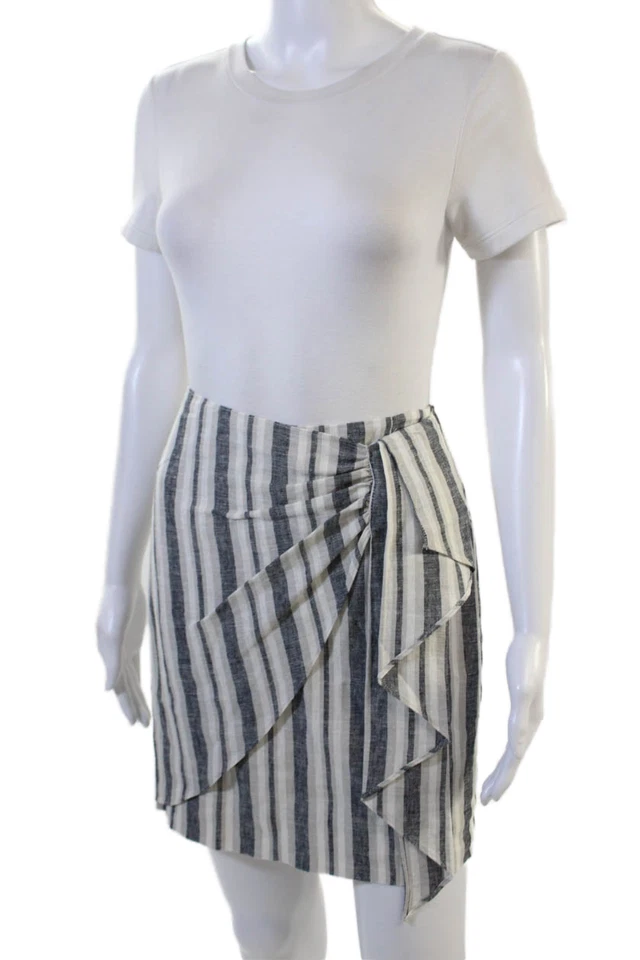 Mini saia feminina Intermix bege listrada linho viscose tamanho P - Imagem 2 de 4