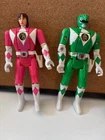 VINTAGE 1993 Bandai Mighty Morphin POWER RANGERS Green & Pink Flip Head Ranger