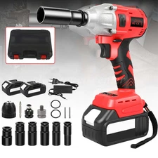 650N.M Cordless Electric Impact Wrench Gun 1/2'' High Power Driver With 2Battery