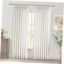 Pinch Pleated Sheer Window Curtain Panels 90 40"W x 90"L Pack of 2 Natural