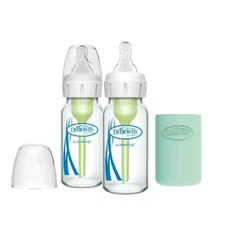 Dr. Brown's 4oz Anti-Colic Glass Baby Bottle with Level 1 Nipple - 2pk