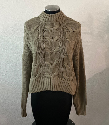 MAVI 100% cotton Womens Pullover Sweater Cable Knit Chunky Olive Green Sz S