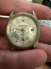 Orologio Vintage Waltham 601A Quarzo Stile Datejust Testa Lunetta Scanalata Per Ricambi