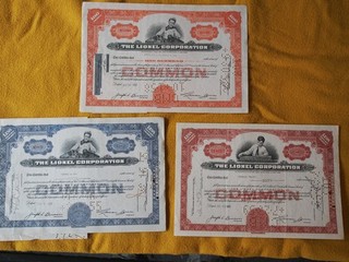 1968 Lionel Train Toy Trains Original Genuine RARE Stock Certificate