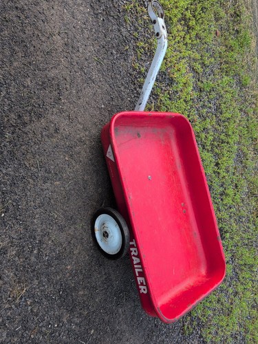 Olney Illinois AMF Trailer Red Wagon Trailer Pedal Car Tractor Pressed Steel USA