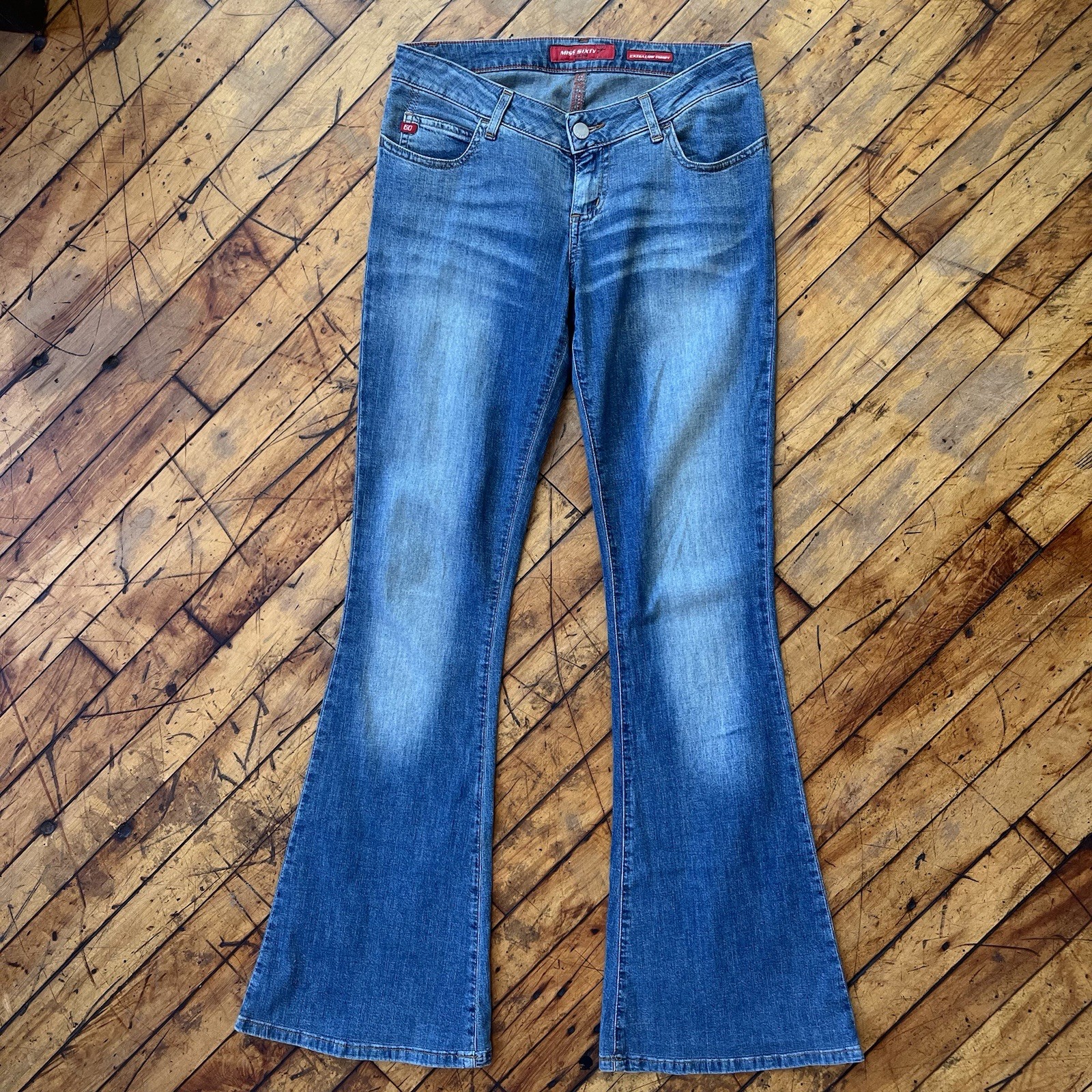 Miss Sixty Extralow Tommy Flare Jeans Womens 27 Y2K Low Rise Stretch Denim