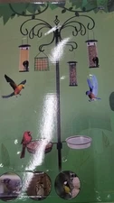 YINGYM 6-Hook Bird Feeding Station Kit Wild Bird Feeder Pole, Steel Multi-Feeder