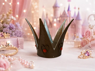 Couronne Princesse/Fantaisie en Impression 3D – Dorée avec Cœurs Rouges – Cospla - Photo 1/4