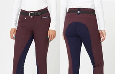 ROMFH Champion Full Seat Breeches - High Rise, Curvy Fit - Mahogany/Navy