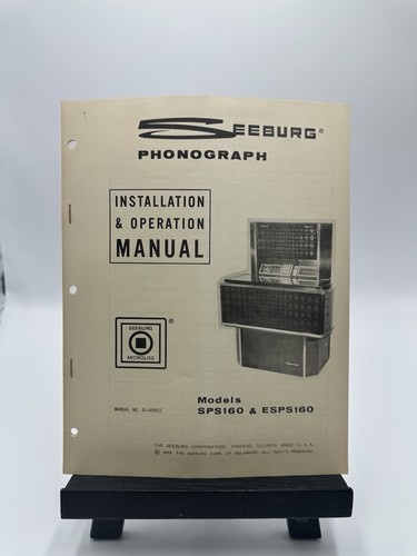 Seeburg SPS160 Olympian Installation & Operation Manual # 499911