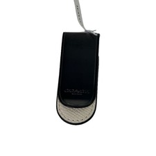 Coach money clip Crossgrain leather new Gunmetal/Chalk