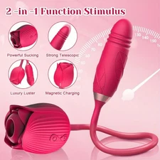 2in1-for-Rose-Women-Sucking-Thrusting Vibration-Clit-Nipples Lick-use-Lubricants