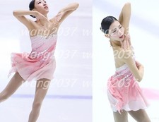 Ice skating dress Competition Figure Skating Twirling Costume pinkl dyeing