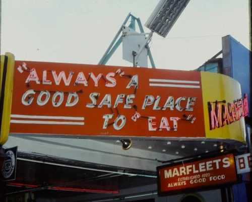 1950s Marfleets Sign Diner Restaurant Neon  Vintage 35mm Slide