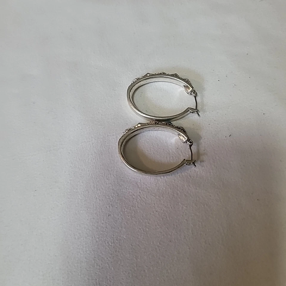 Pendientes de aro ovalados de turquesa sintética tono plata Lucky Brand boho chic Foto 2 de 4