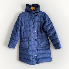 Lands' End Girls Down Quilted Blue Puffer Long Coat Parka Teen Youth Large / XL