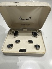 Jascott Silver Tone and Onyx Cufflinks and Studs