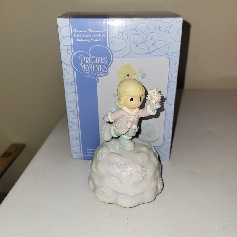 Precious Moments “Girl with Snowflake” Rotating It Came Upon a Midnight Clear