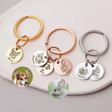 Pet Photo Keychain Dog Photo Keychain Custom Picture Keyring Pet Memorial Gift