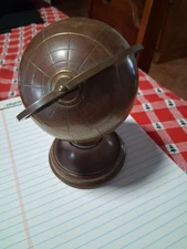 Vintage Mid Century Modern Brass Globe Stand Cigarette Dispenser Holder Ashtray