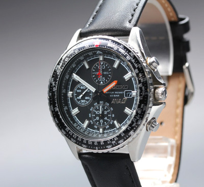 [FAST NEUWERTIG] SEIKO Flightmaster Pilot 7T92-0CF0 ANA schwarz Quarz Herrenu...