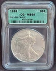 1998 American Silver Eagle  ICG  MS69  GREEN LABEL .999 Fine Silver 1oz $1 COIN