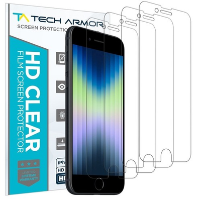 #ad Tech Armor HD Clear Plastic Film Screen Protector for iPhone SE 3 2022 4 Pack $6.95