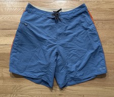 Patagonia Wavefarer Mens Board Shorts Swimwear Sz W38 Blue with Orange Stripe