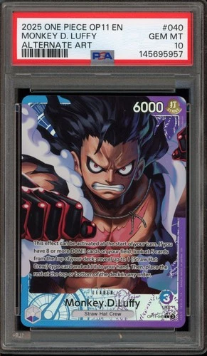One Piece CCG Monkey.D.Luffy Alternate Art OP11-040 PSA 10 Gem Mint