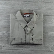 Simms Fishing Button Up Shirt Mens XL Solid Double Pocket Outdoor Long Sleeve