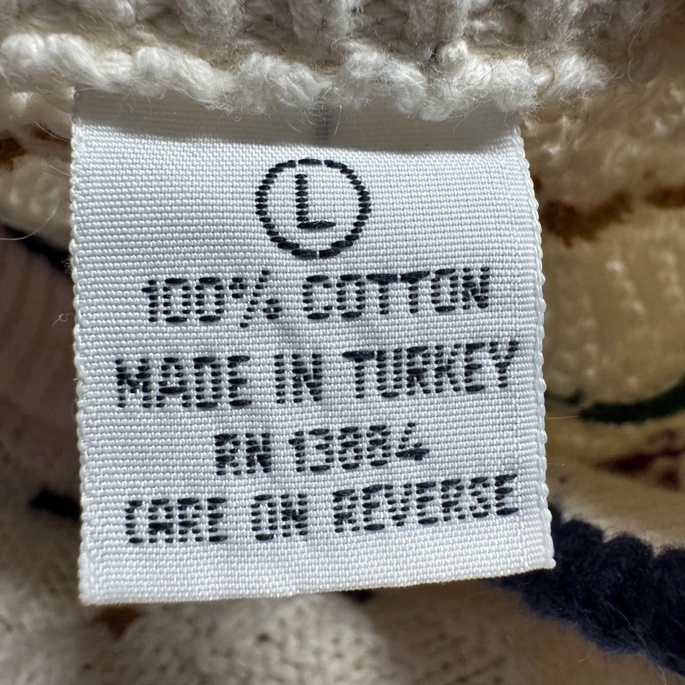 VTG Sweater Van Heusen 417 Large Chunky Grandpa Crewneck Cotton Cream - Image 3 of 4