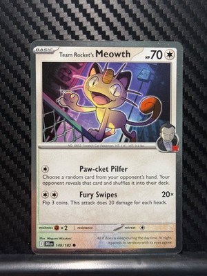 Team Rocket's Meowth (Cosmos Holo) Common Holofoil  149/182 NM