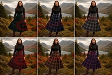 Scottish Clan Tartan Maxi Skirt for Women: Highland Pleated Skirt Available 50