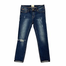 Hudson Jeans Youth Girls Size 14 Ankle Cuffed Distressed Medium Wash Straight