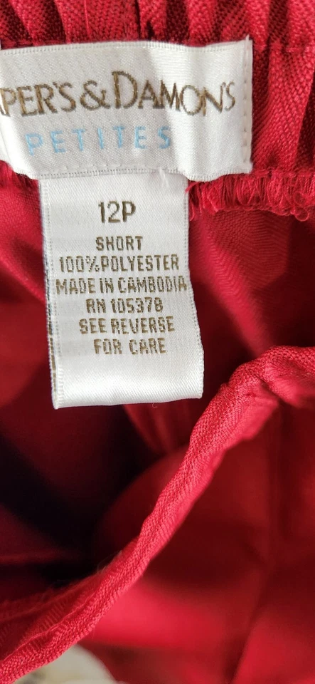 Pantalones Drapers and Damons Rojo Pull On Pierna Recta Elástico Wasit Plisado Talla 12P Foto 3 de 4