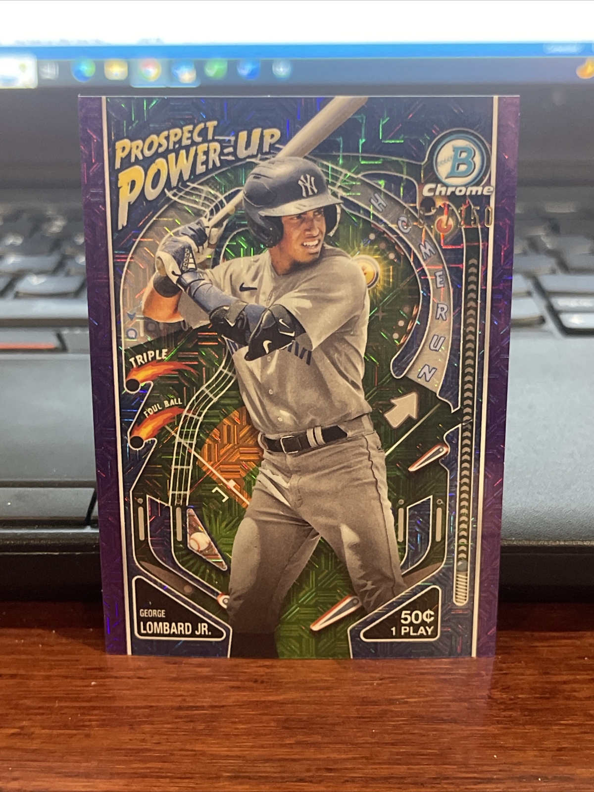 2024 Bowman Chrome George Lombard Jr. Prospect Power-Up Purple Mojo #187/250