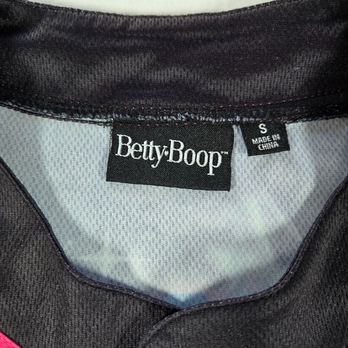 Betty Boop Womens Baseball Jersey Shirt S Black & Pink "Born To Rise" Design - Picture 2 of 7