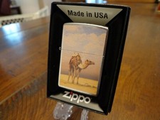 Zippo Camel Cigarette Lighter with Raised Pewter Camel Emblem in Original Box